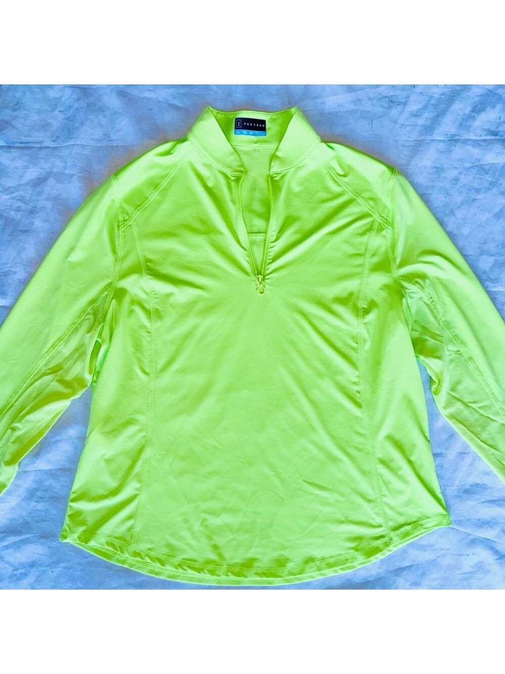 NWOT Women’s XL PGA Tour 1/4 Zip LS Polyester Golf Pullover Fluorescent Yellow